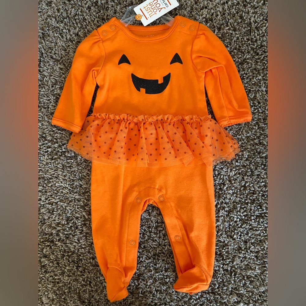 Orange Halloween Baby Onesie with Tutu
